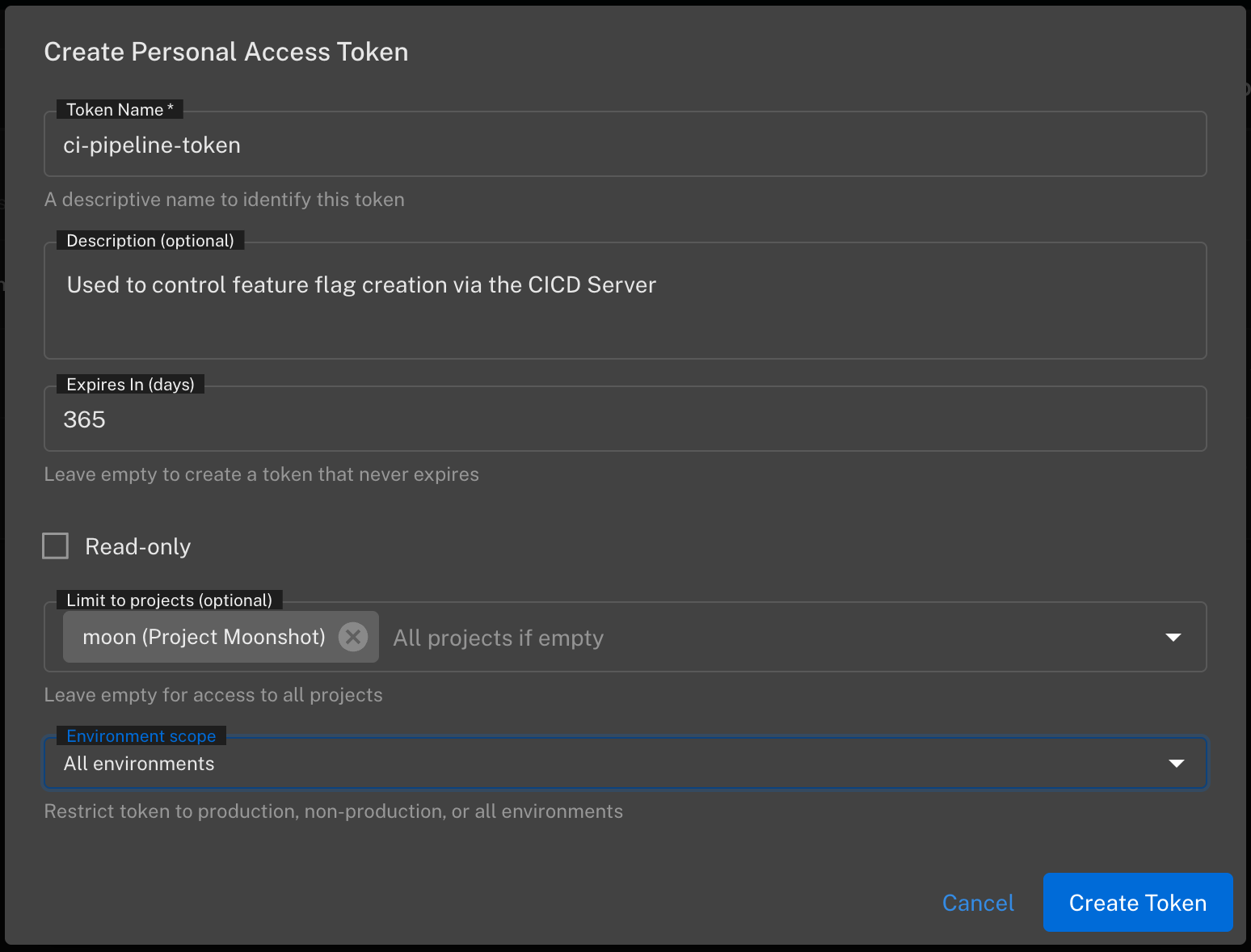 Create personal access token