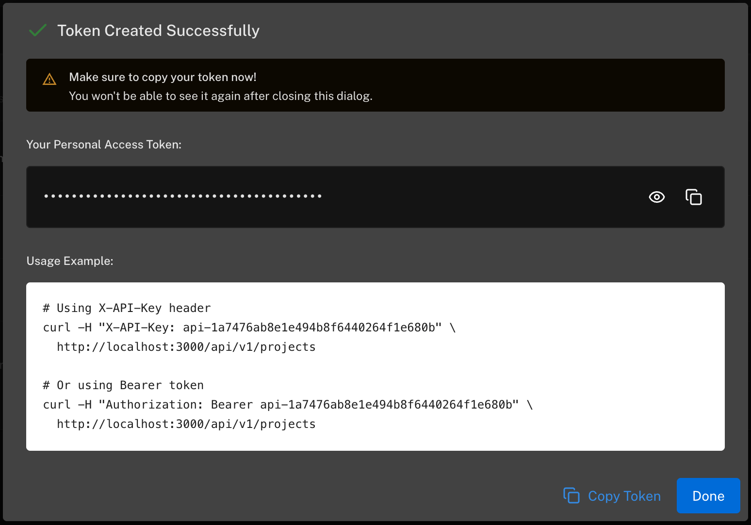 Token created
