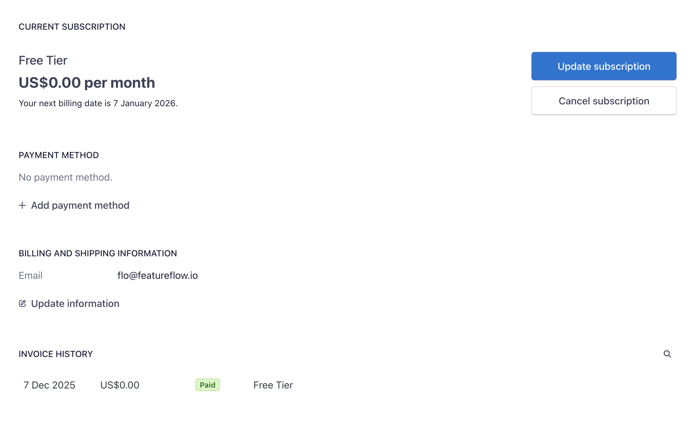 Manage Billing Details