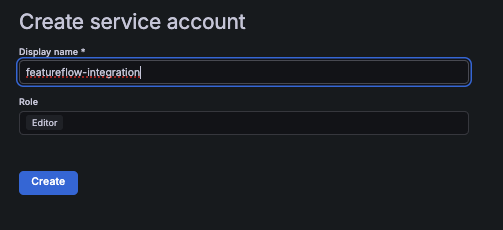 Create service account