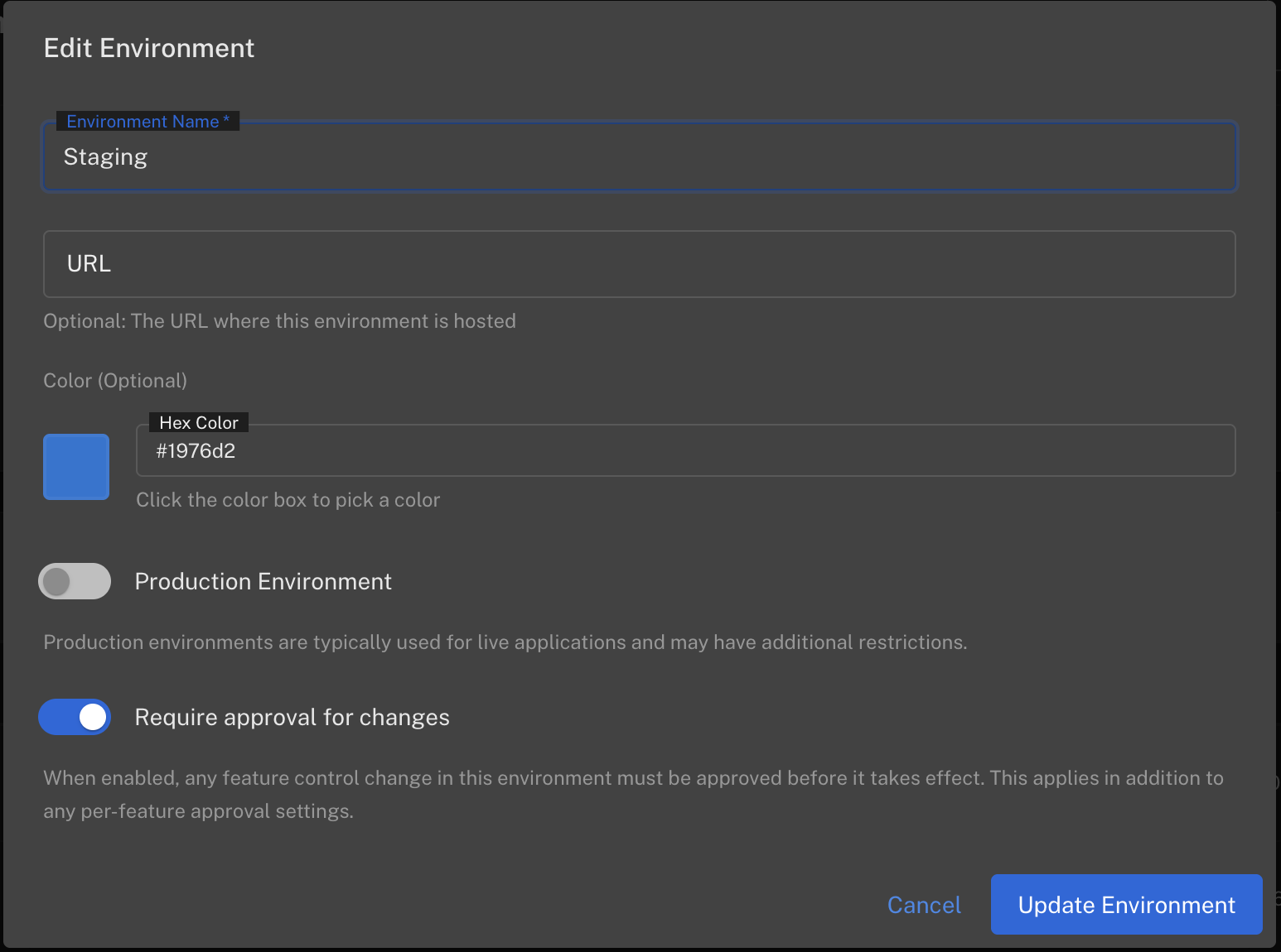 Edit environment - require approval