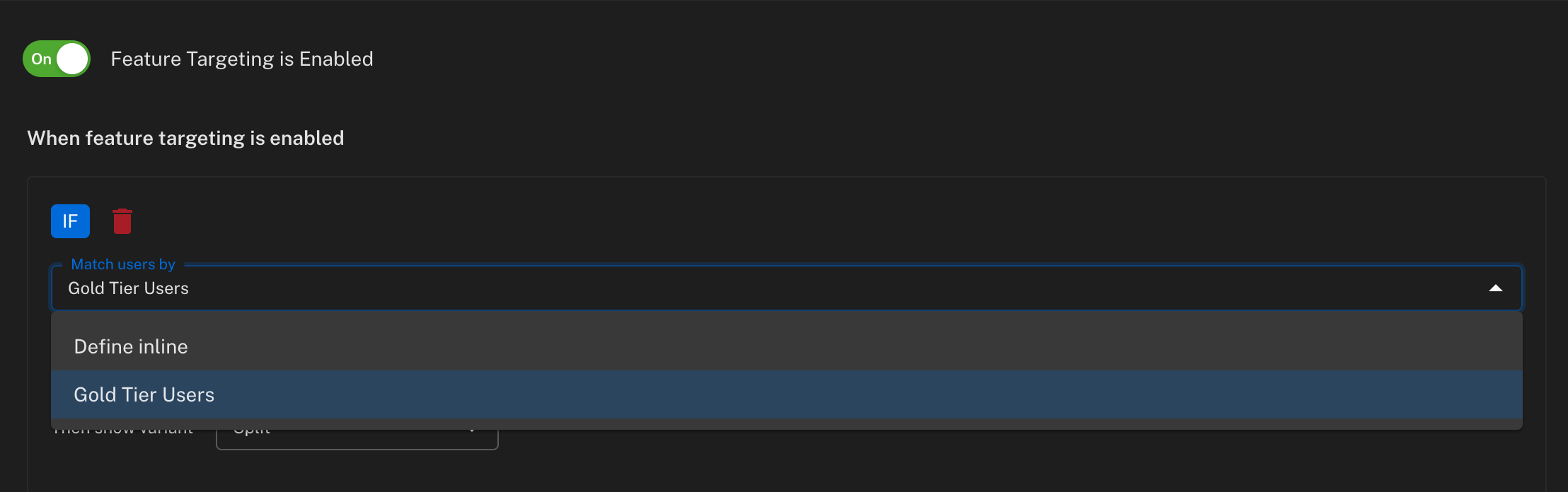 Select an audience or define inline