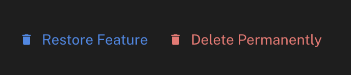 Archived feature settings options