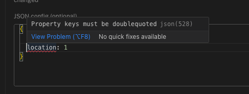 JSON config syntax validation