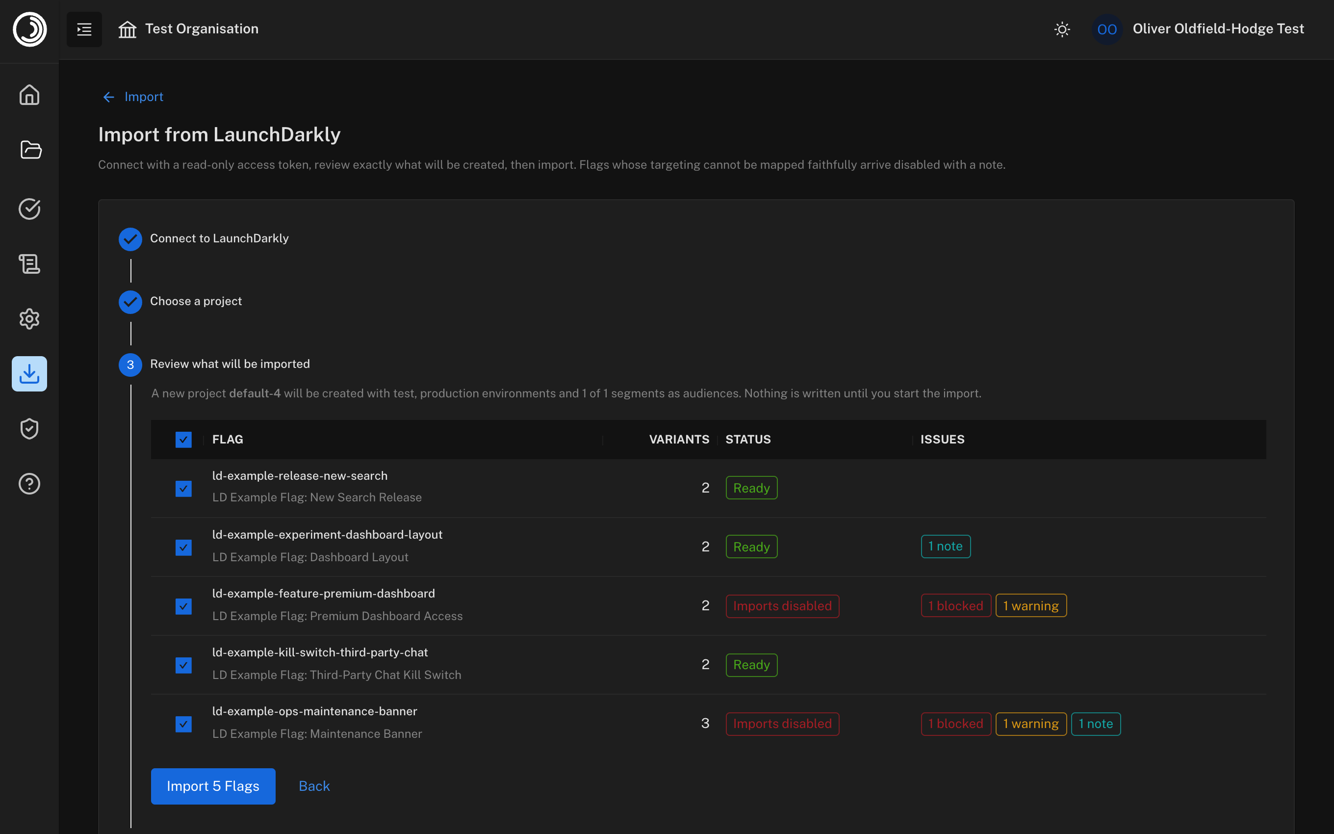 Review and select flags