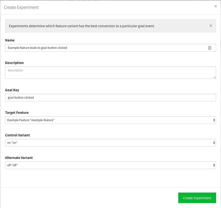 Set experiment values