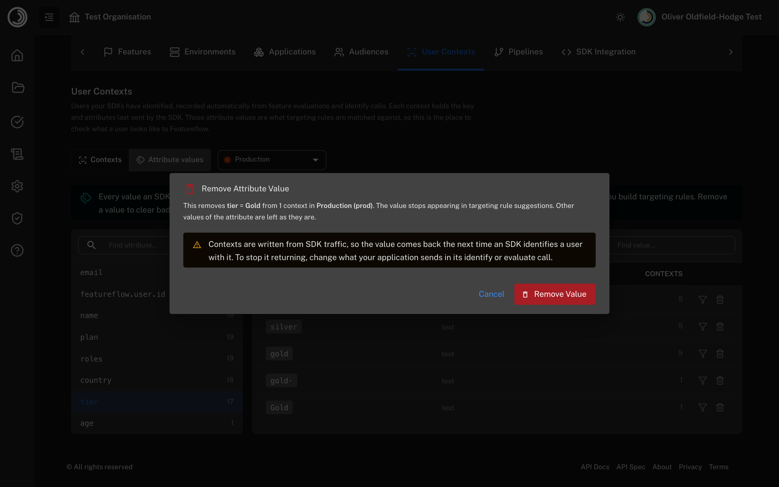 Confirming removal of a bad attribute value